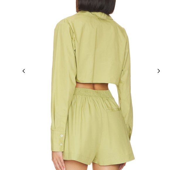 Brand New L' Academie Tereza Poplin Crop Top & Boxer Shorts Set - Picture 3 of 6